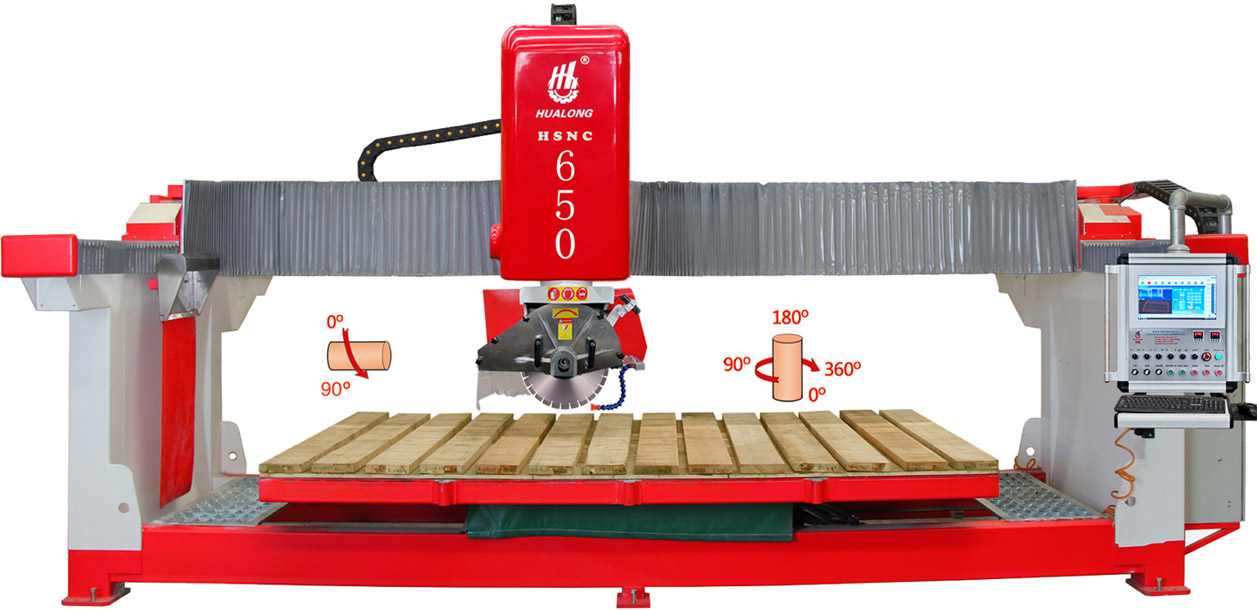 Hualong Stone Cutting Machinery Автоматическая мостовая пила с ЧПУ HSNC-650 Станок для резки и фрезерования гранита, мрамора, кварцевого стекла, плиткореза